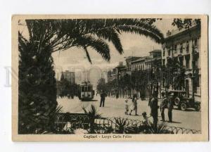 271134 ITALY CAGLIARI Largo carlo Felice TRAM CAR Vintage PC