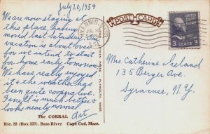 CAPE COD MASSACHUSETTS-THE CORRAL-MOTEL & STUDIO APARTMENTS-ARTIST POSTCARD 1954