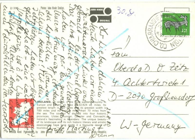 Greetings from Ireland, 1980 used Postcard