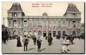 Old Postcard Brussels Gare du Nord
