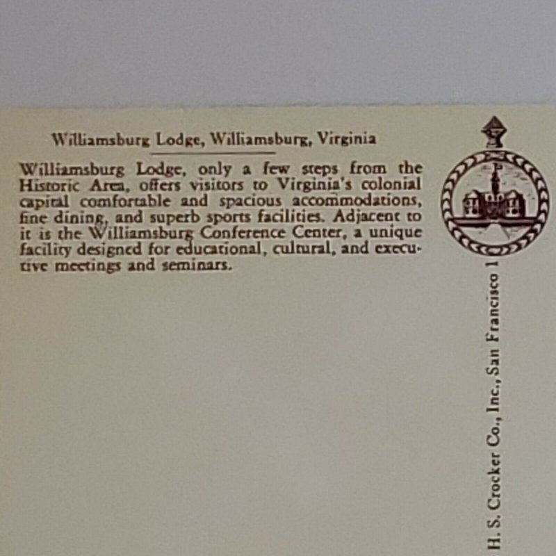 Vintage Postcard Williamsburg Lodge Conference Center Virginia unposted   757