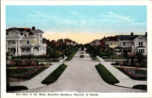 View of Residential District in Seattle WA Vintage Postcard L54 