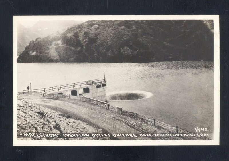 RPPC MALHEUR COUNTY OREGON OWYHEE DAM OVERFLOW VINTAGE REAL PHOTO POSTCARD