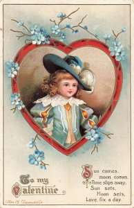 c1910 Signed Ellen Clapsaddle Boy Fancy Clothes Valentines Day Germany P448 