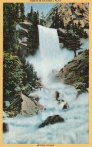 California Vernal Falls Yosemite National Park Merced River CA Vintage Postcard