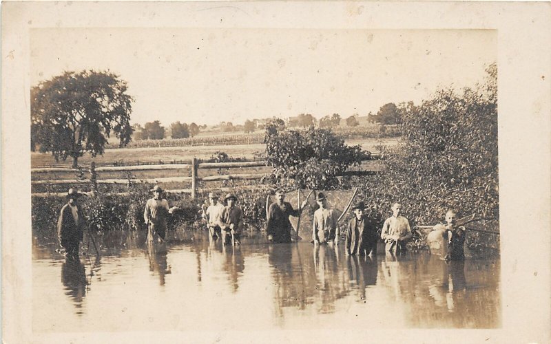 F82/ Occupational RPPC Postcard c1910 Pond Fishing Anglers Nets 14