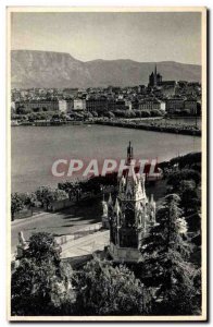 Old Postcard Monument Brunswich Suisss Geneva and the city