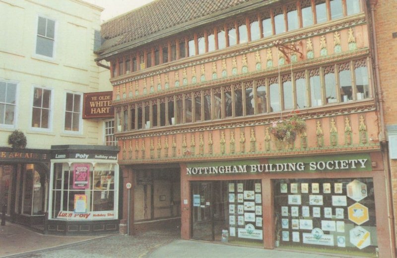 Nottingham Building Society Lunn Poly White Hart Pub 1980s Postcard