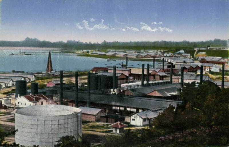 indonesia, BORNEO BALIKPAPAN, View on the Factories and Bay (1910s) Postcard 