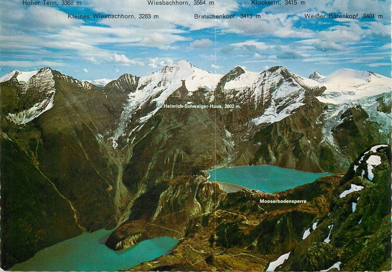 Postcard Austria Kaprun Tauernkraftwerke lakes and mountain picturesque view