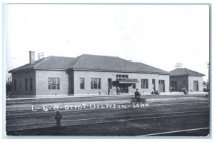 c1960's CGW Depot Oelwein Iowa Railroad Train Depot Station RPPC Photo Postcard