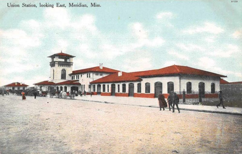 Meridian Mississippi Union Station Looking East Vintage Postcard AA10739