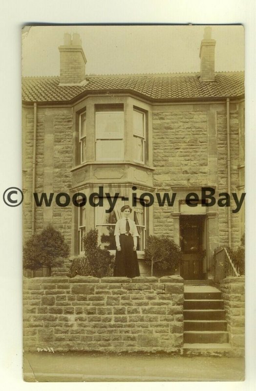 tp8050 - Unknown Location - Lady outside a Terraced Home, c1912 - Postcard