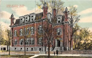 J49/ Burlington Iowa Postcard c1910 High School Building 214