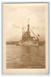 c1920's USS Pittsburgh Steamer Ship Turkey RPPC Photo Unposted Vintage Postcard 