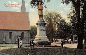 Wilmington Delaware Garfield Monumment Patriotic Scene Antique Postcard K30343