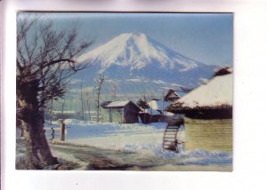 3D Mountain and Village with Water Wheel, Printed in Japan