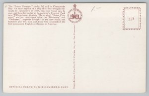 Ship~Chesapeake Bay~Susan Constant under Full Sail~Vintage Postcard 