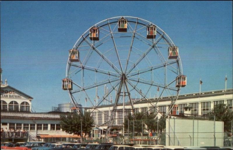 Coney Island Steeplechase Park Ferris Wheel c1950s Postcard #2 EXC COND