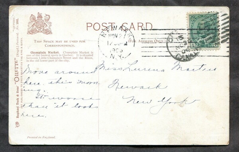 4343 - QUEBEC City 1906 Champlain Market Postcard by Tuck