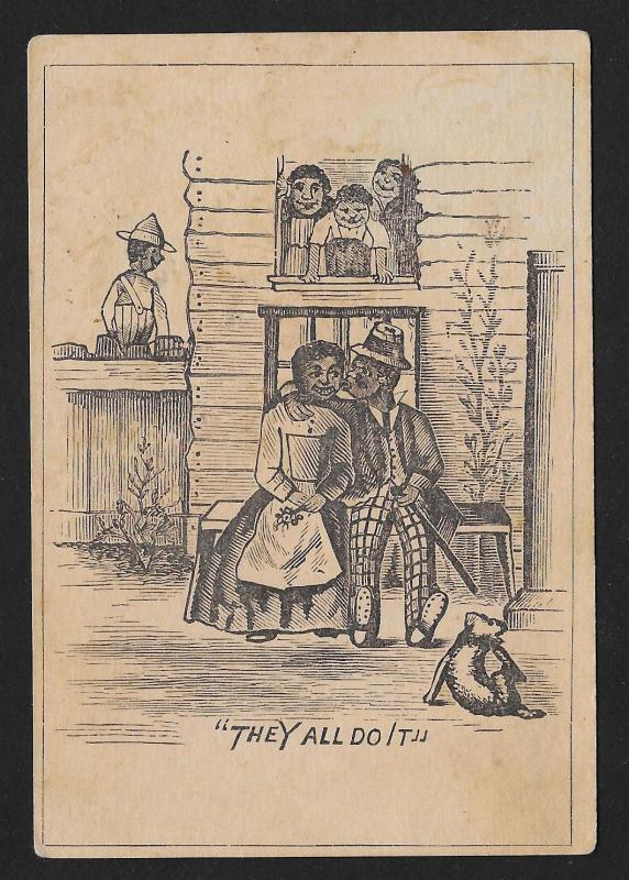 VICTORIAN TRADE CARD Stock Card Black Couple 'They All Do It'