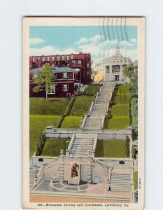 Postcard Monument Terrace and Courthouse, Lynchburg, Virginia