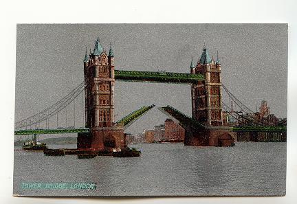 Silver, Tower Bridge Open, London, England, Christmas Greetings Printed on th...