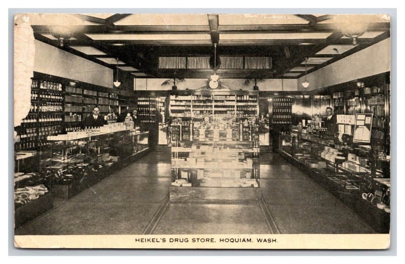 Heikel's Drug Store Hoquiam Washington WA UNP B&W DB Postcard H28