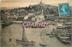 Old Postcard Marseille a corner of the old port and N of the Guard Boat