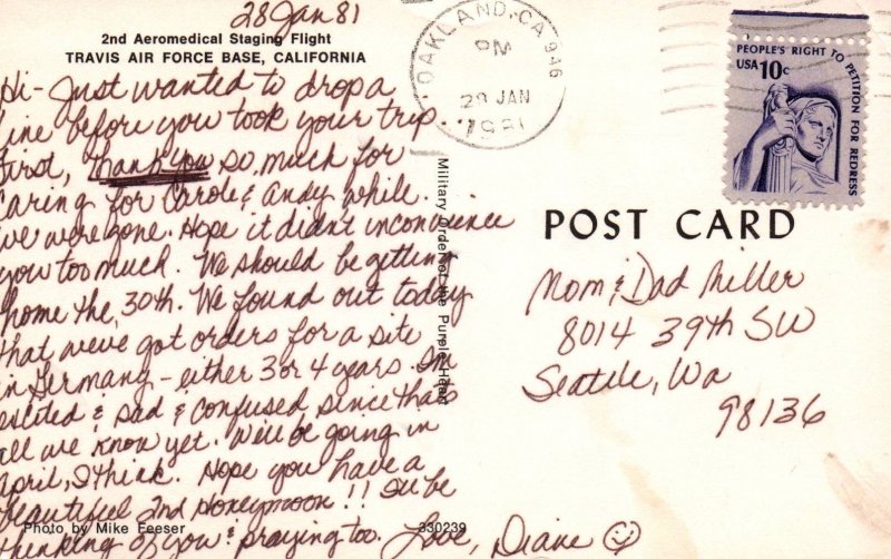 California - Travis Air Force Base - 2nd Aeromedical Staging Flight - 1981