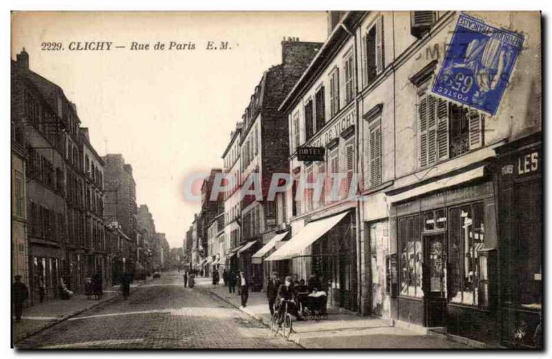 Clichy Old Postcard Paris Street