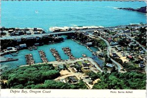 Depoe Bay, OR Oregon MARINA~BOAT DOCKS & WATERFRONT Bird's Eye View 4X6 Postcard