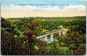 Richmond KY, Boonesboro Bridge in Old Kentucky, River, Trees, Vintage Postcard