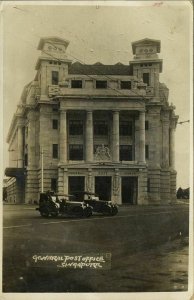 singapore, General Post Office, Old Cars (1936) RPPC Postcard