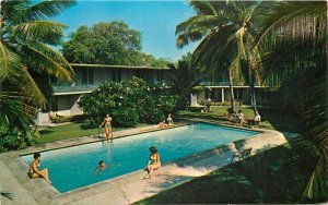 Kona Hukilau Hotel Hawaii pool roadside 1964 Postcard Pacific Films 10236