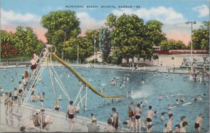 Postcard Municipal Beach Wichita Kansas KS