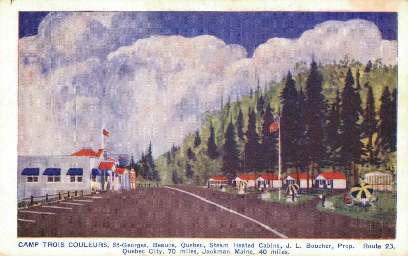 Canada St-Georges Beauce Quebec Steam Heated Cabins Postcard 07.80
