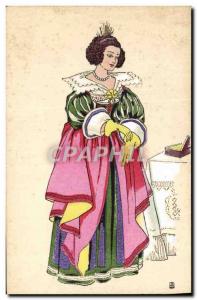 Old Postcard History of Costume French Reign of Louis XIII in 1625 Female