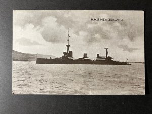 Mint England RPPC Ship Postcard HMS New Zealand Navy Military War Sailing