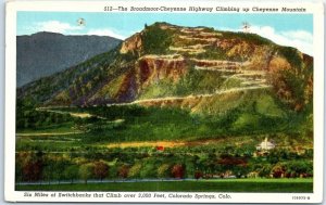 Postcard - The Broadmoor-Cheyenne Highway Climbing Cheyenne Mountain - Colorado
