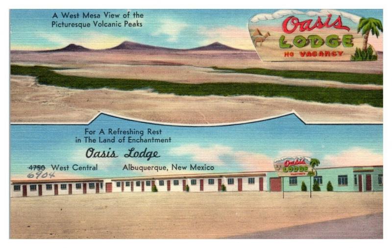 Oasis Lodge, Albuquerque, NM Route 66 Postcard *5F(3)4