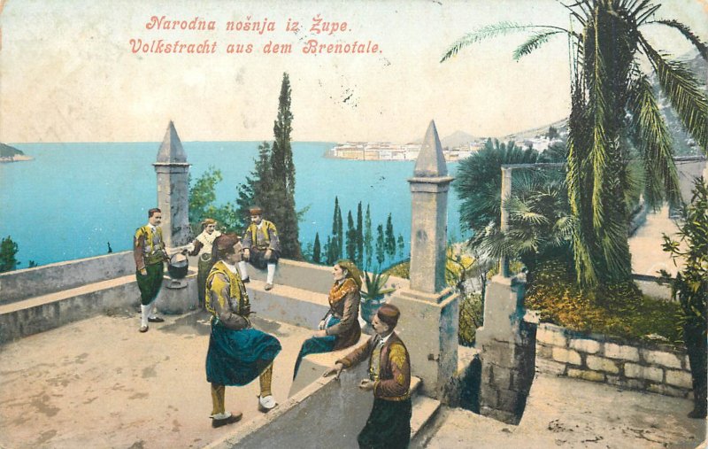 Cultures & Ethnicities postcard Croatia Brenotale folk costumes Dubrovnik 1908