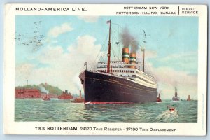 Netherlands Postcard T.S.S Rotterdam Holland America Line c1930's  Vintage