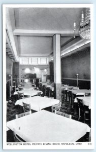 NAPOLEON, OH Ohio ~ Dining Room WELLINGTON HOTEL c1950s Roadside Postcard