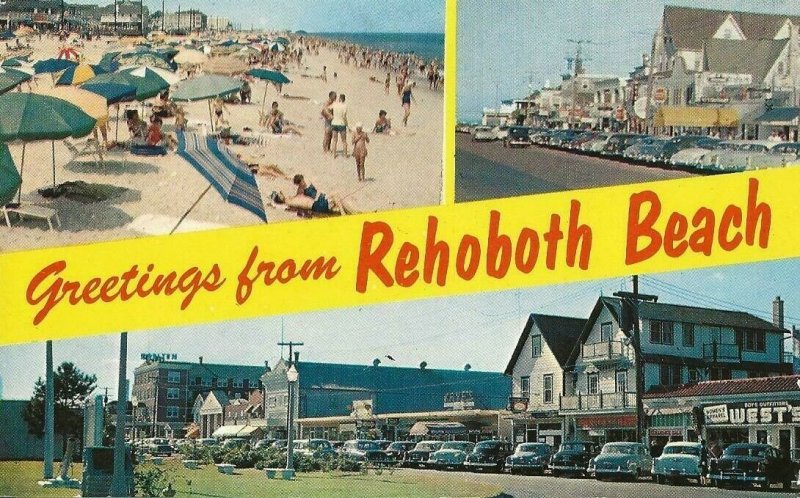 Postcard - Triple Greetings From Rehoboth Beach Delaware Multi View Posted 1965