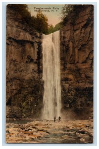 Tauhannock Falls Near Ithaca New York NY Handcolored Waterfalls Postcard