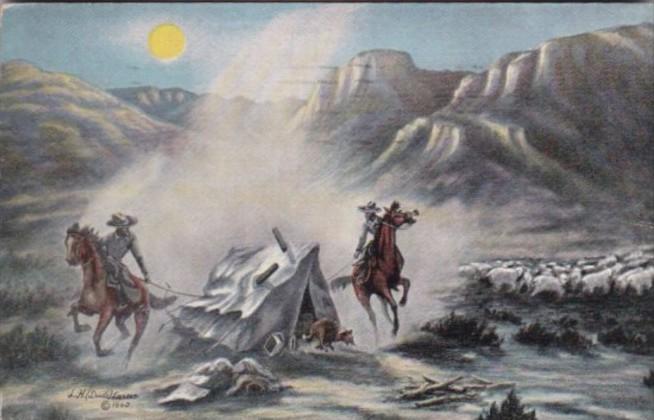 Range Feud By Cowboy Artist L H Dude Larsen 1943