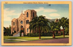 Phoenix Arizona~Grace Lutheran Church~Vintage Linen Postcard