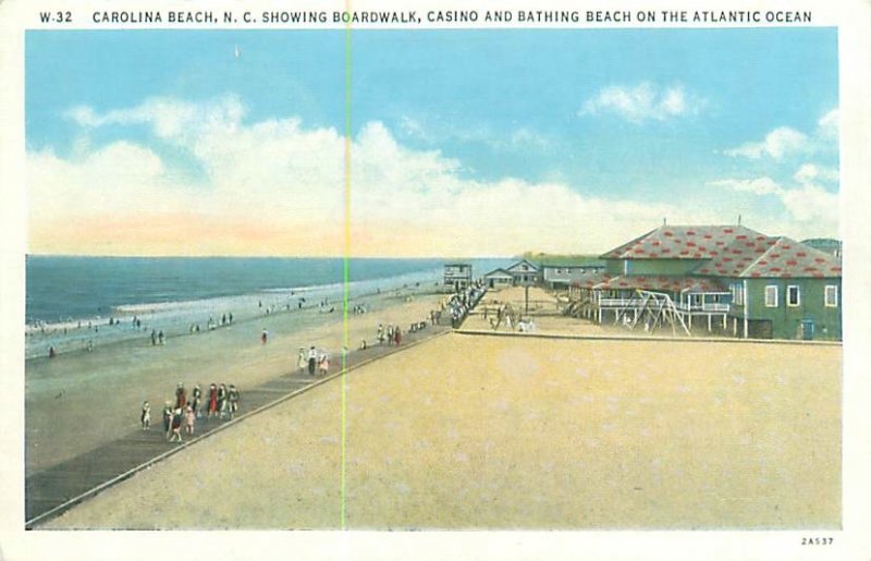 Carolina Beach North Carolina Atlantic Ocean, People, Casino WB Postcard Unused