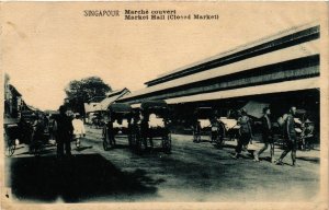 PC CPA SINGAPORE, MARKET HALL, CLOSED MARKET, VINTAGE POSTCARD (b4196)